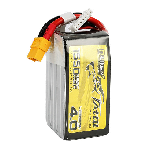 Tattu R-Line Version 4.0 1550mAh 22.2V 130C 6S1P Lipo Battery Pack With XT60 Plug