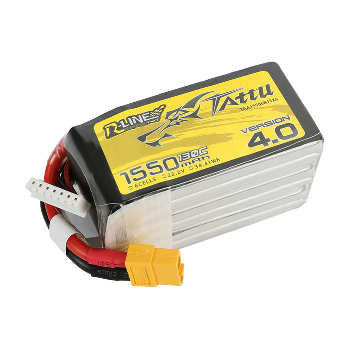 Tattu R-Line Version 4.0 1550mAh 22.2V 130C 6S1P Lipo Battery Pack With XT60 Plug