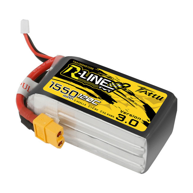 Tattu R-Line Version 3.0 1550mAh 14.8V 120C 4S1P Lipo Battery Pack with XT60 Plug
