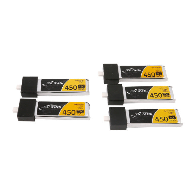 Tattu 450mAh 3.8V High Voltage 75C 1S1P Lipo Battery Pack with BT 2.0 Plug (5pcs)