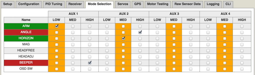 naze32 flight modes