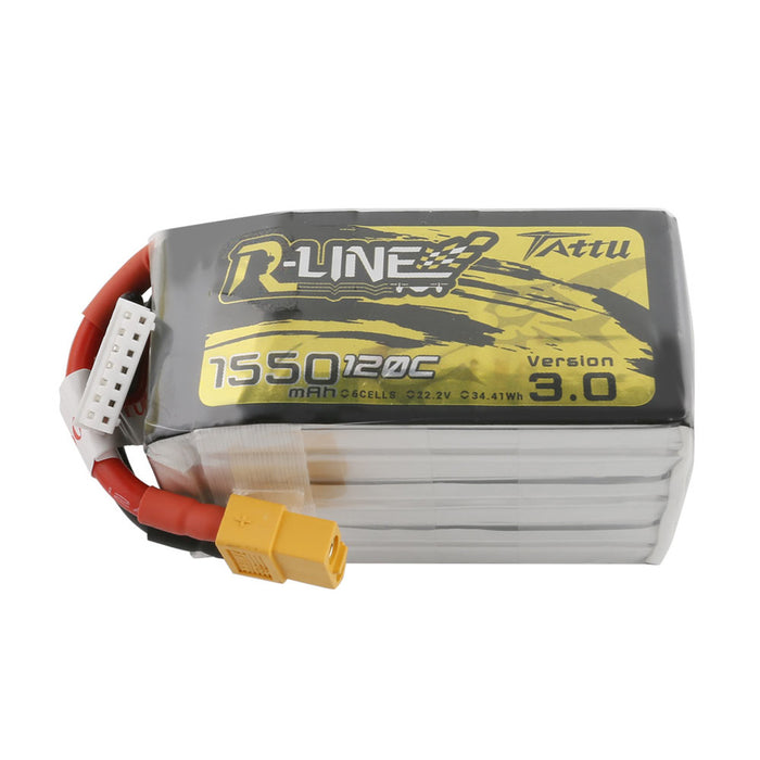 Tattu R-Line Version 3.0 1550mAh 22.2V 130C 6S1P Lipo Battery Pack With XT60 Plug